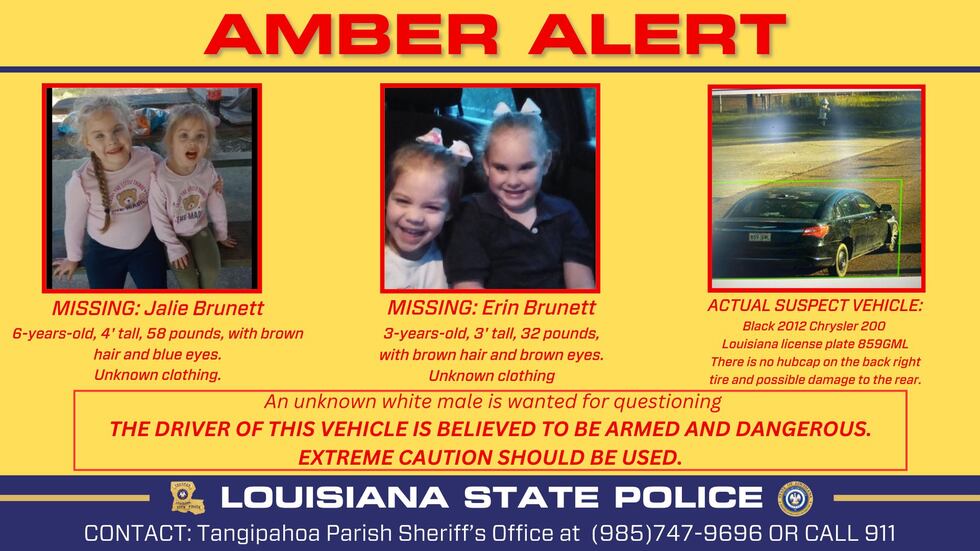 An AMBER Alert was issued at 12:28 p.m. on Thursday for two young girls who were uned...