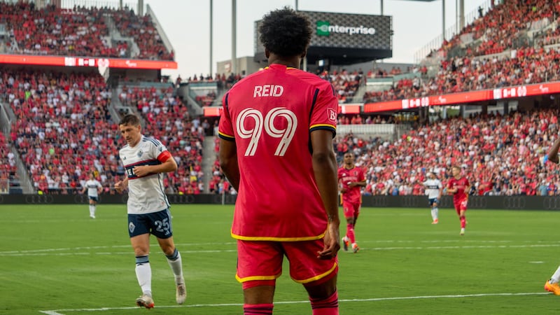 St. Louis' defender Jayden Reid against Vancouver Whitecaps.