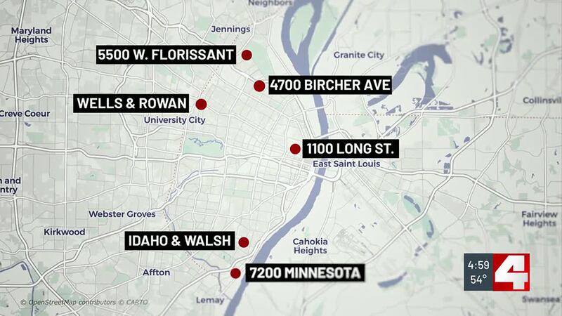 6 armed carjackings reported between Friday afternoon and Sunday morning in St. Louis