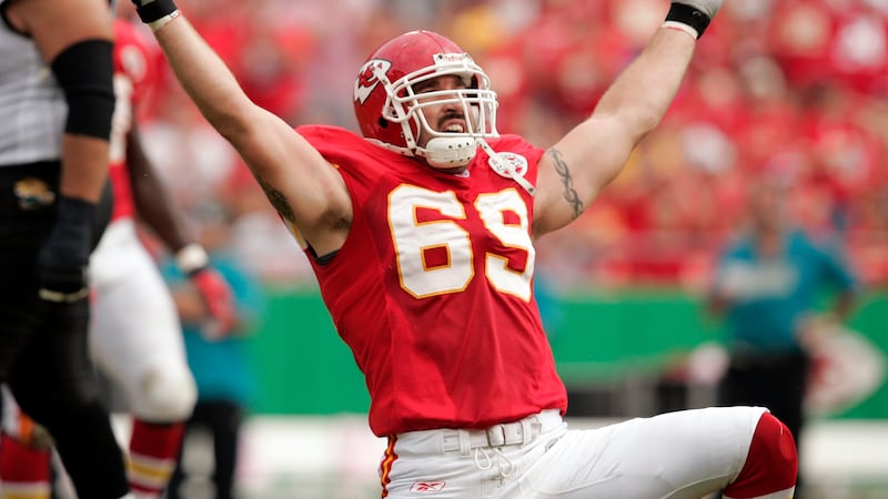 FILE -Kansas City Chiefs Jared Allen (69) celebrates a play against the Jacksonville Jaguars...