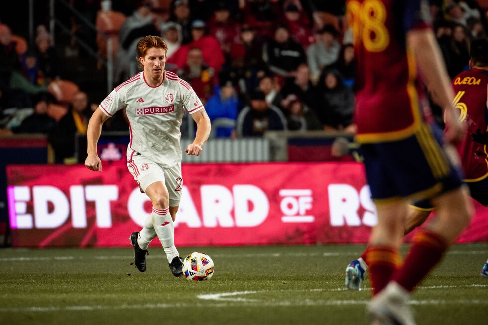 Defender Tim Parker takes the ball up the field against Real Salt Lake.