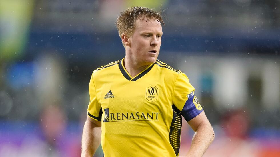 Nashville SC midfielder Dax McCarty against the Seattle Sounders during an MLS soccer match,...