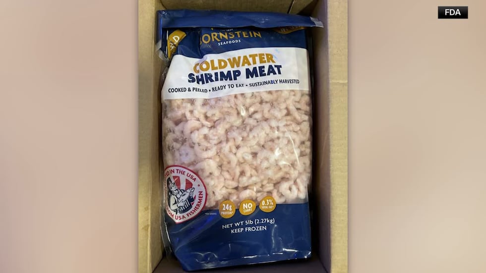 Bornstein Seafoods' one and five-pound bags of shrimp may be contaminated with listeria.