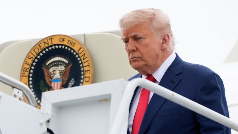 FILE - President Donald Trump arrives on Air Force One at Hagerstown Regional Airport, in...