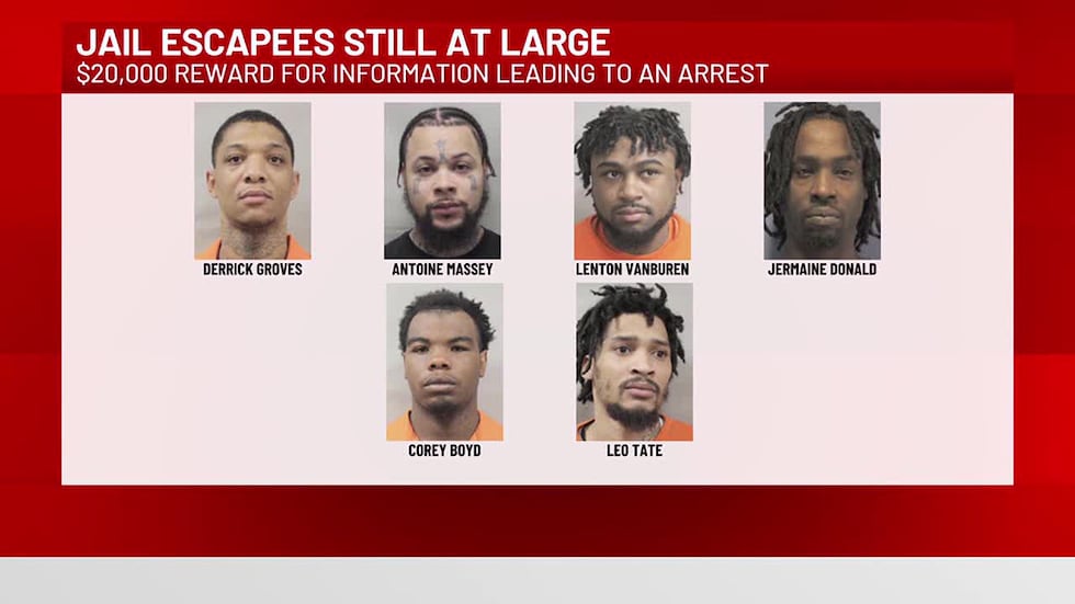 6 inmates remain at-large Tuesday morning