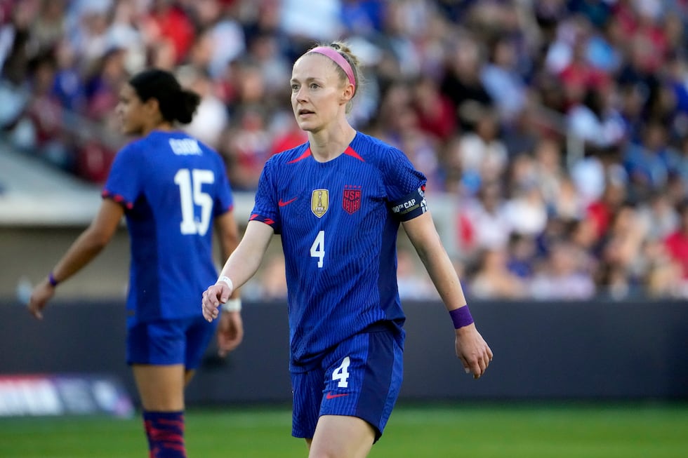 United States' Becky Sauerbrunn in action during the first half of an international friendly...