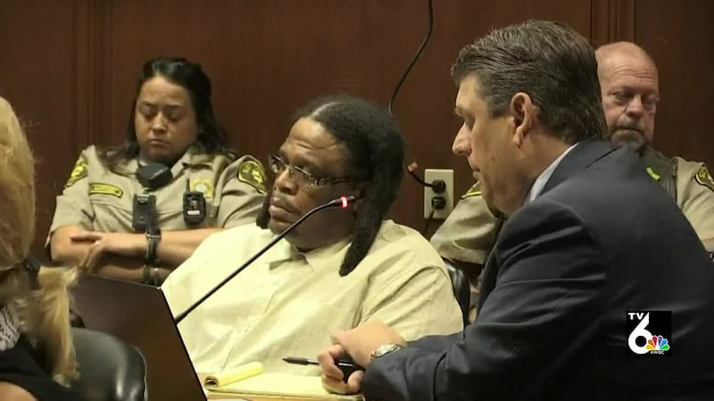 Henry Dinkins looks on as Breasia Terrell's little brother testifies on Aug. 14, 2023.