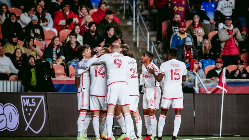 CITY SC celebrates after a goal by Indiana Vassilev.
