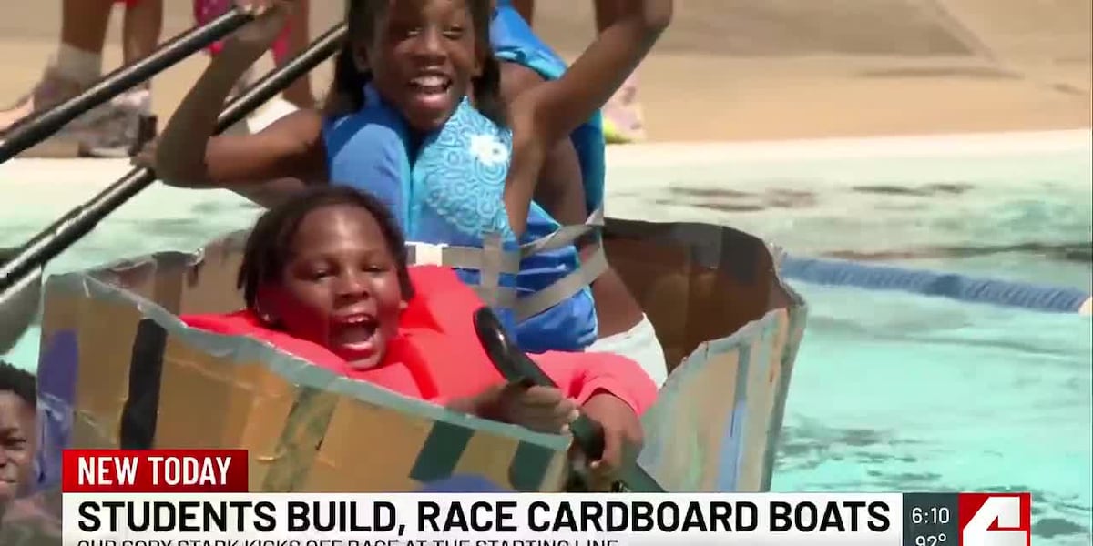 ‘On your marks. Get set. Go!’: Students race for Cardboard Boat Regatta