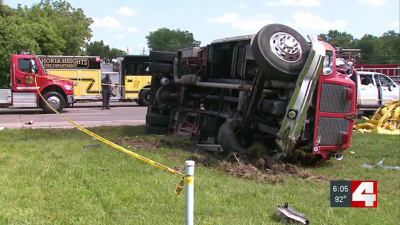 Surveillance video shows crash with Cahokia Heights firetruck